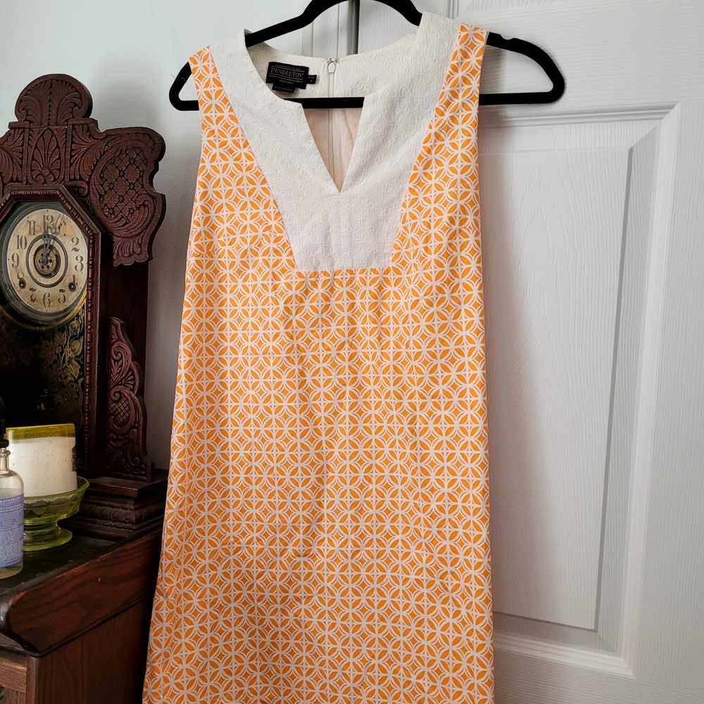 Pendleton Orange and White Sleeveless Dress